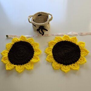 Sunflower Coasters with Basket -NEW